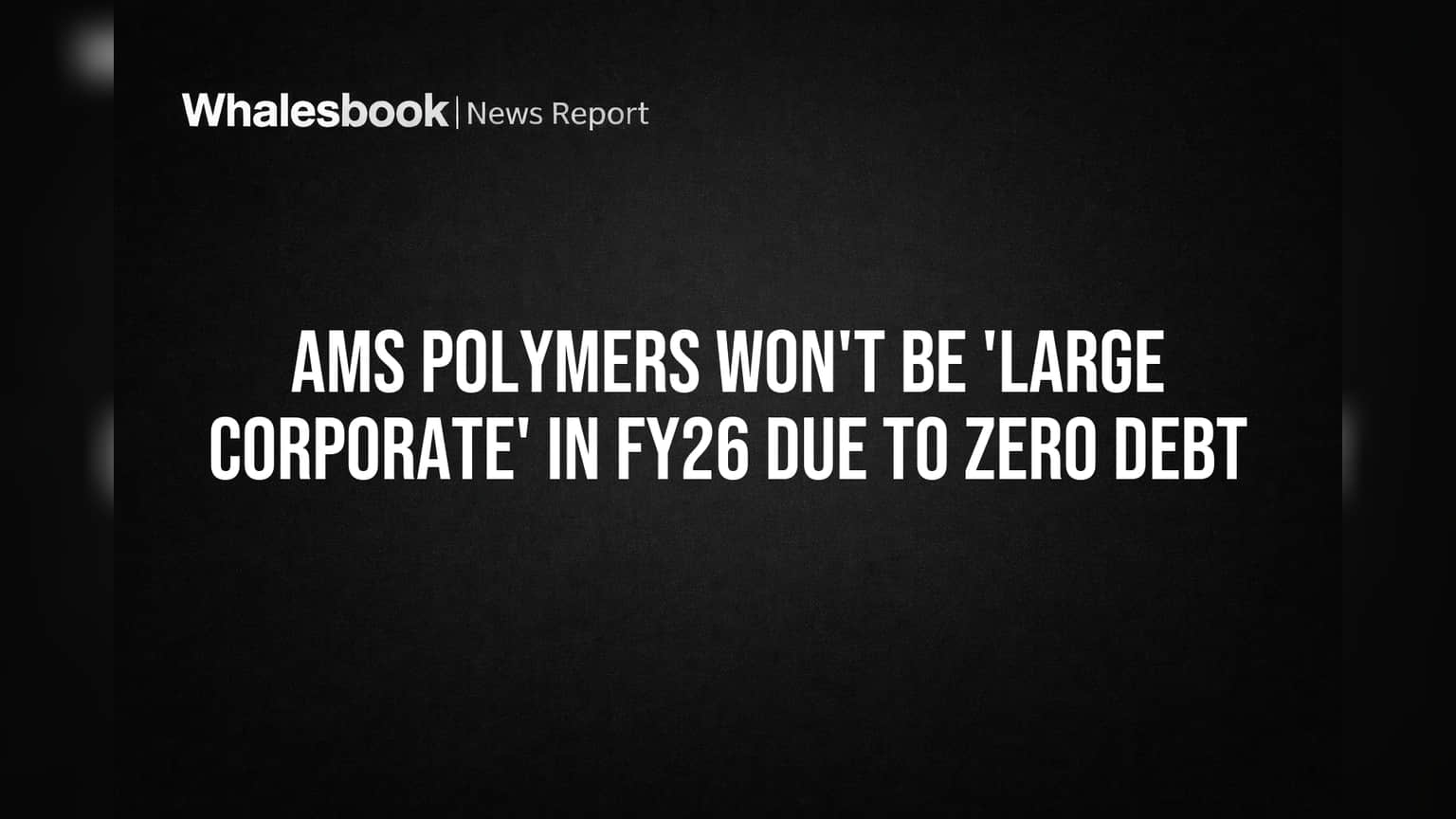AMS Polymers ला 'Large Corporate' चा दर्जा नाही! FY26 मध्ये मिळणार नियमातून सूट?