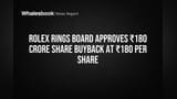 Rolex Rings Board Approves ₹180 Crore Share Buyback at ₹180 Per Share