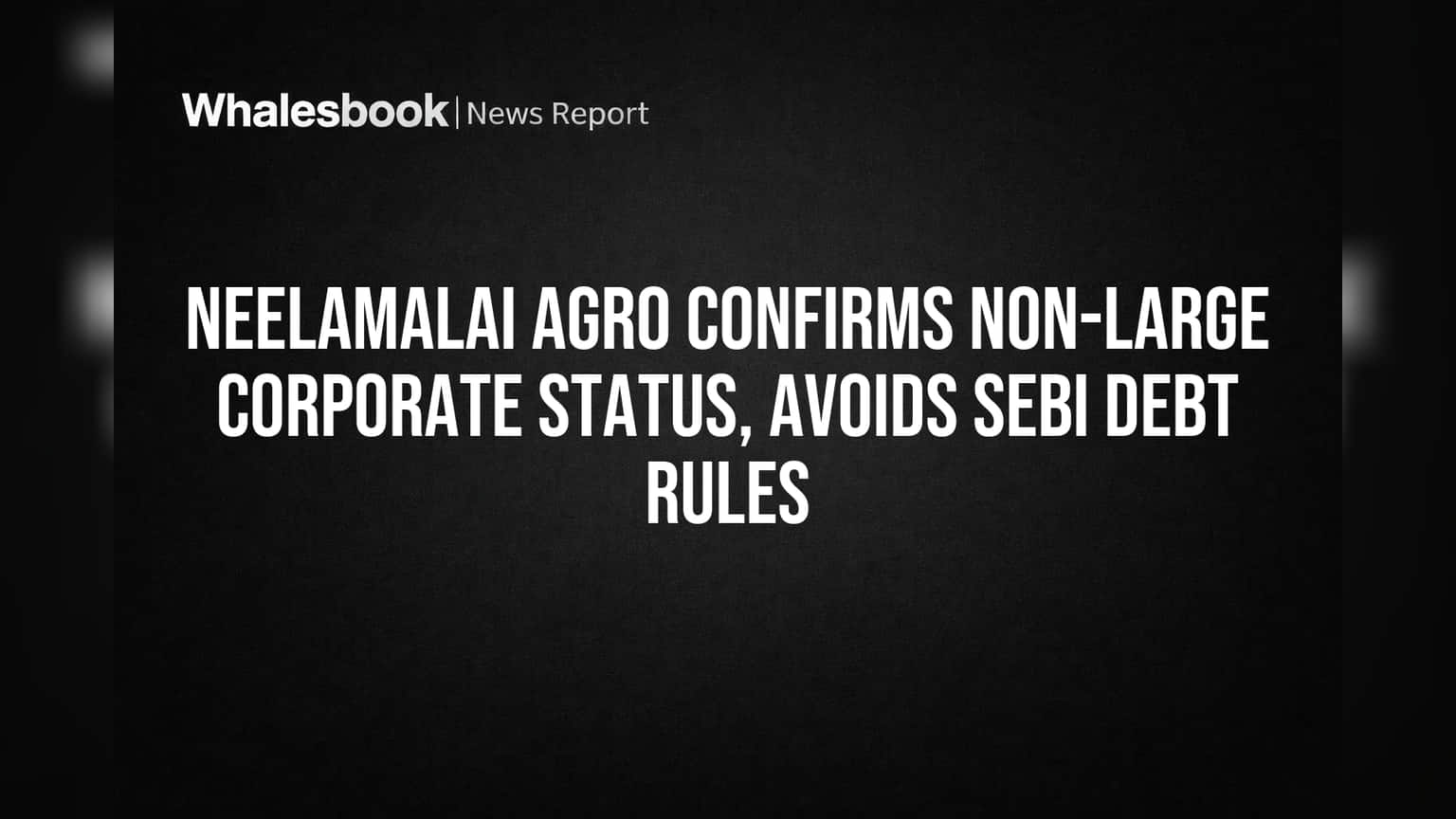 Neelamalai Agro Confirms Non-Large Corporate Status, Avoids SEBI Debt Rules