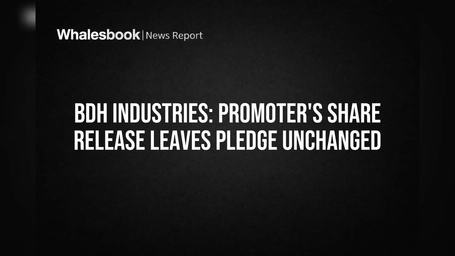 BDH Industries: Promoter's Share Release Leaves Pledge Unchanged