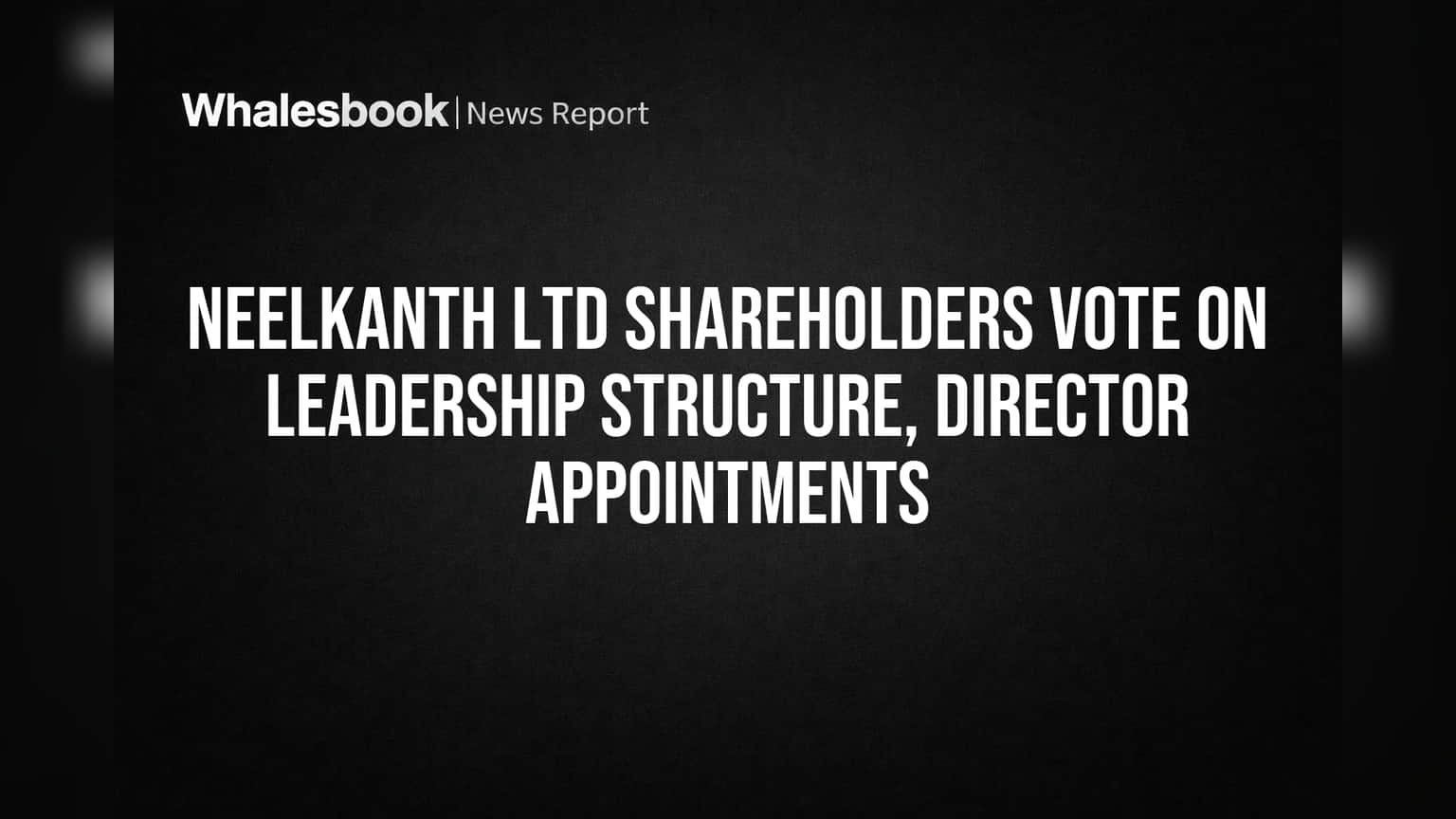 Neelkanth Ltd Shareholders Vote on Dual Leader Role, New Directors