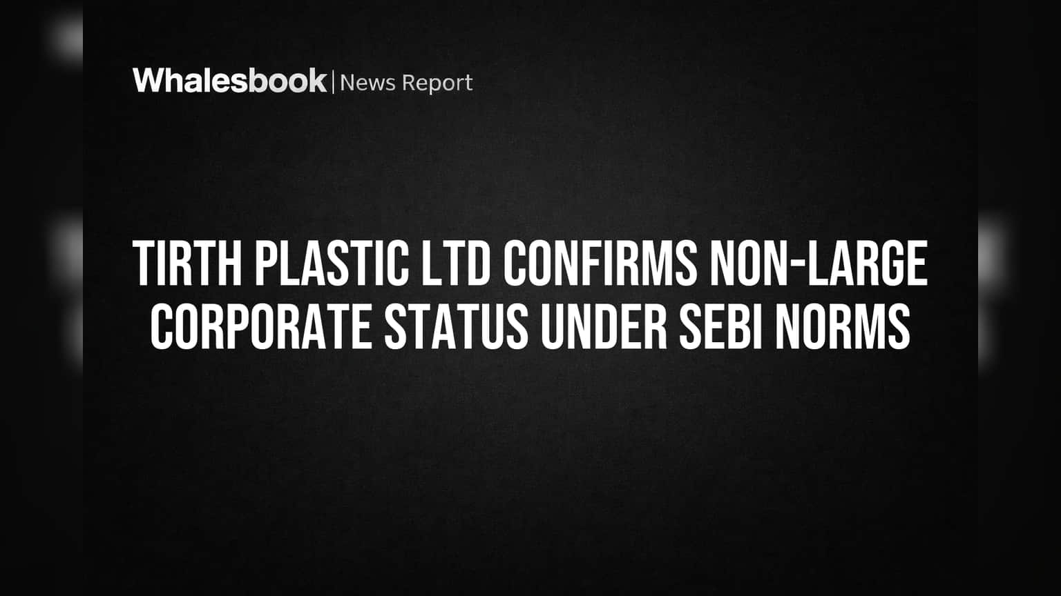 Tirth Plastic Ltd to Stay Out of SEBI's 'Large Corporate' Bracket for FY26