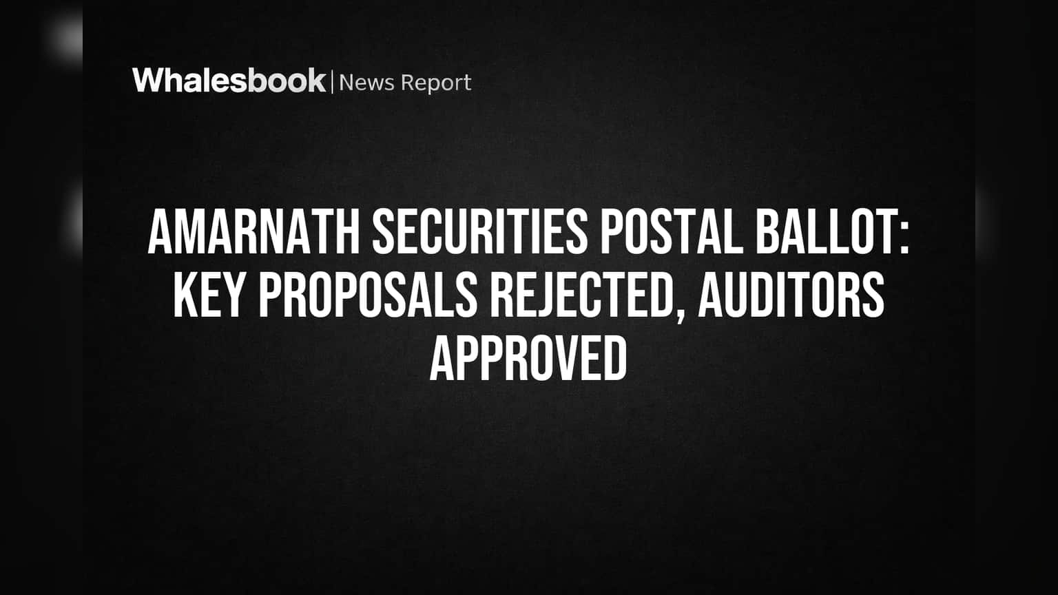 Amarnath Securities Shareholders Reject Loan Conversion, Director Changes; Approve Auditors