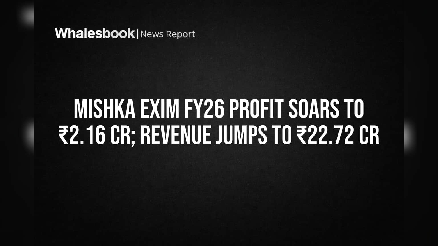 Mishka Exim Share: FY26 லாபம் **₹2.16 கோடி**! வருவாய் **₹22.72 கோடி** உயர்வு!