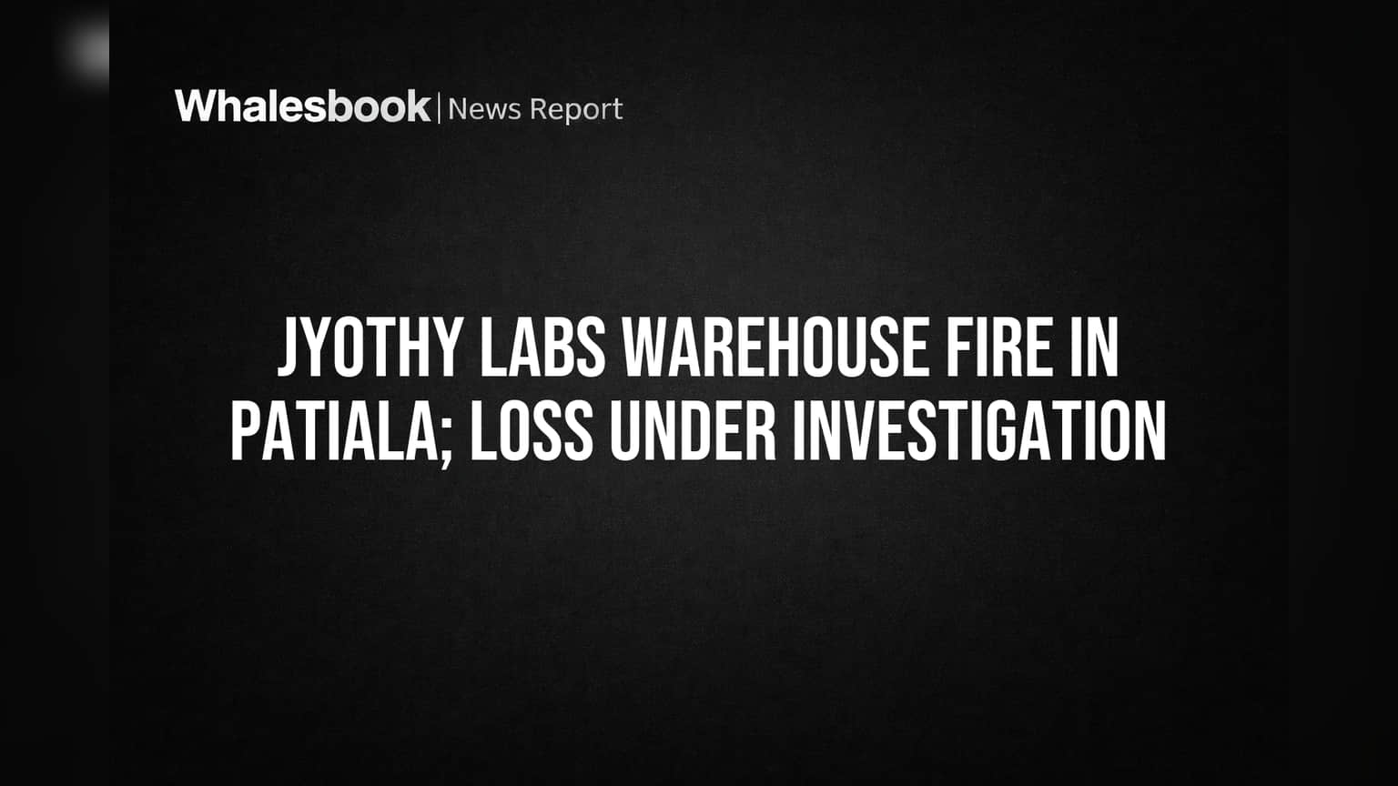 Jyothy Labs Patiala Fire: Insurance Covers Loss, Operations Unaffected