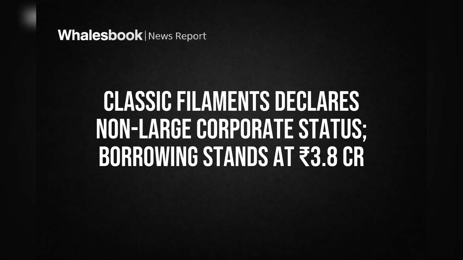 Classic Filaments Avoids SEBI 'Large Corporate' Status, Debt at ₹3.8 Cr