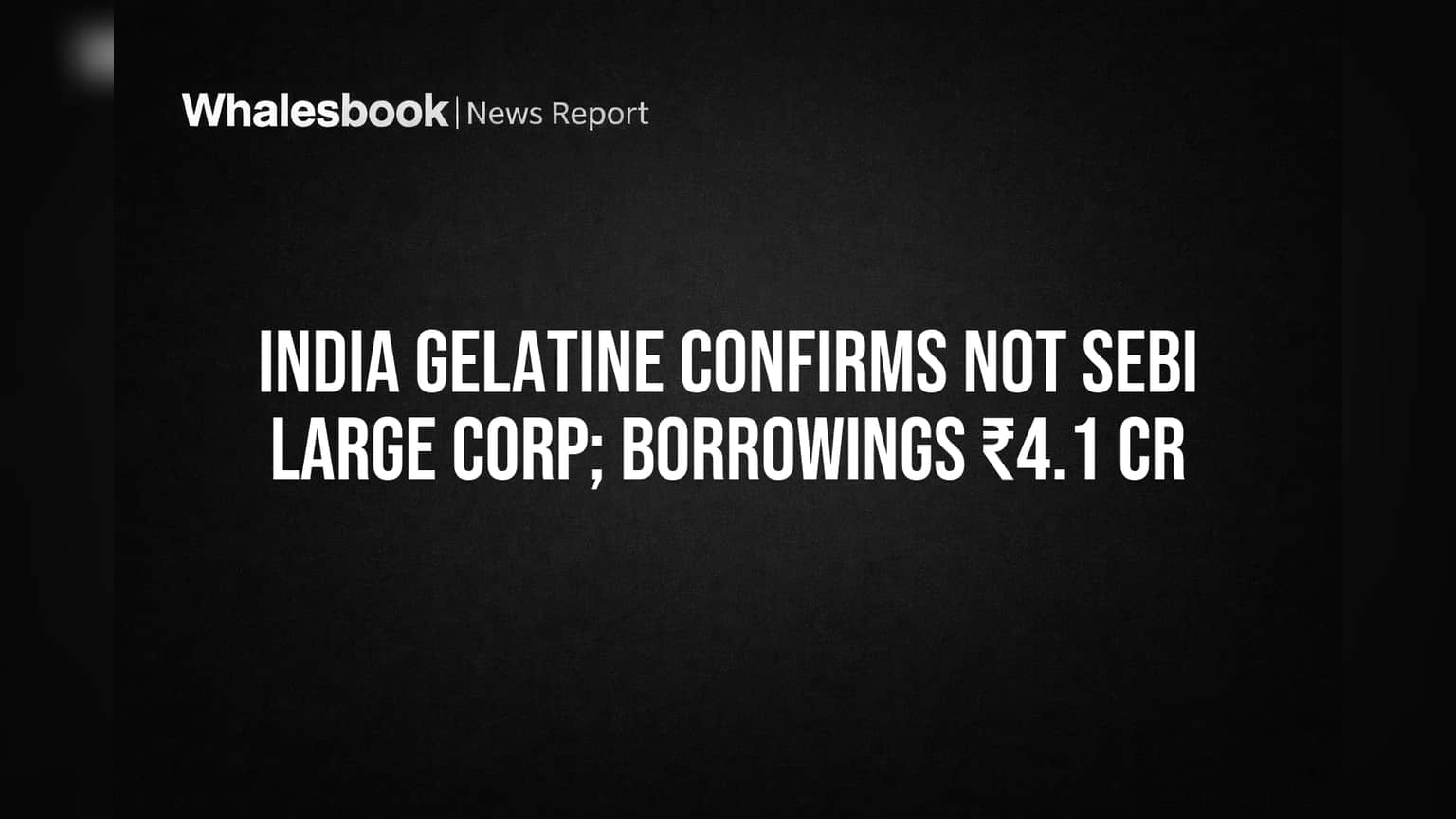 India Gelatine Avoids SEBI Large Corporate Rules With ₹4.1 Cr Debt