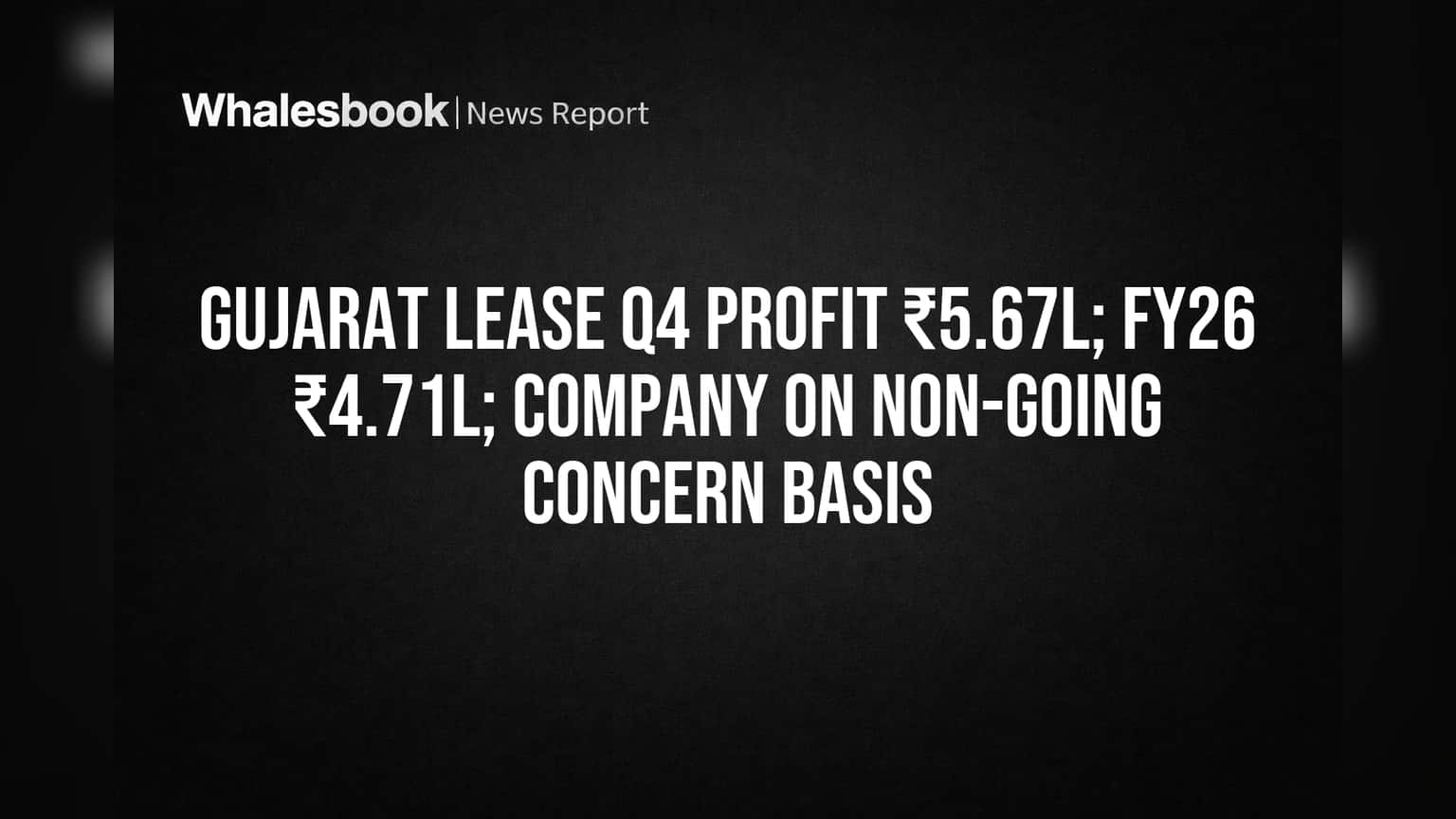 Gujarat Lease Posts Small Profit; Auditors Doubt Company Will Continue