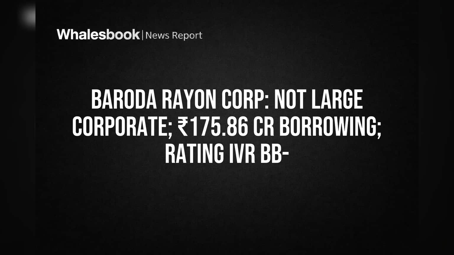 Baroda Rayon Corp Avoids SEBI 'Large Corporate' Status With ₹175 Cr Borrowing