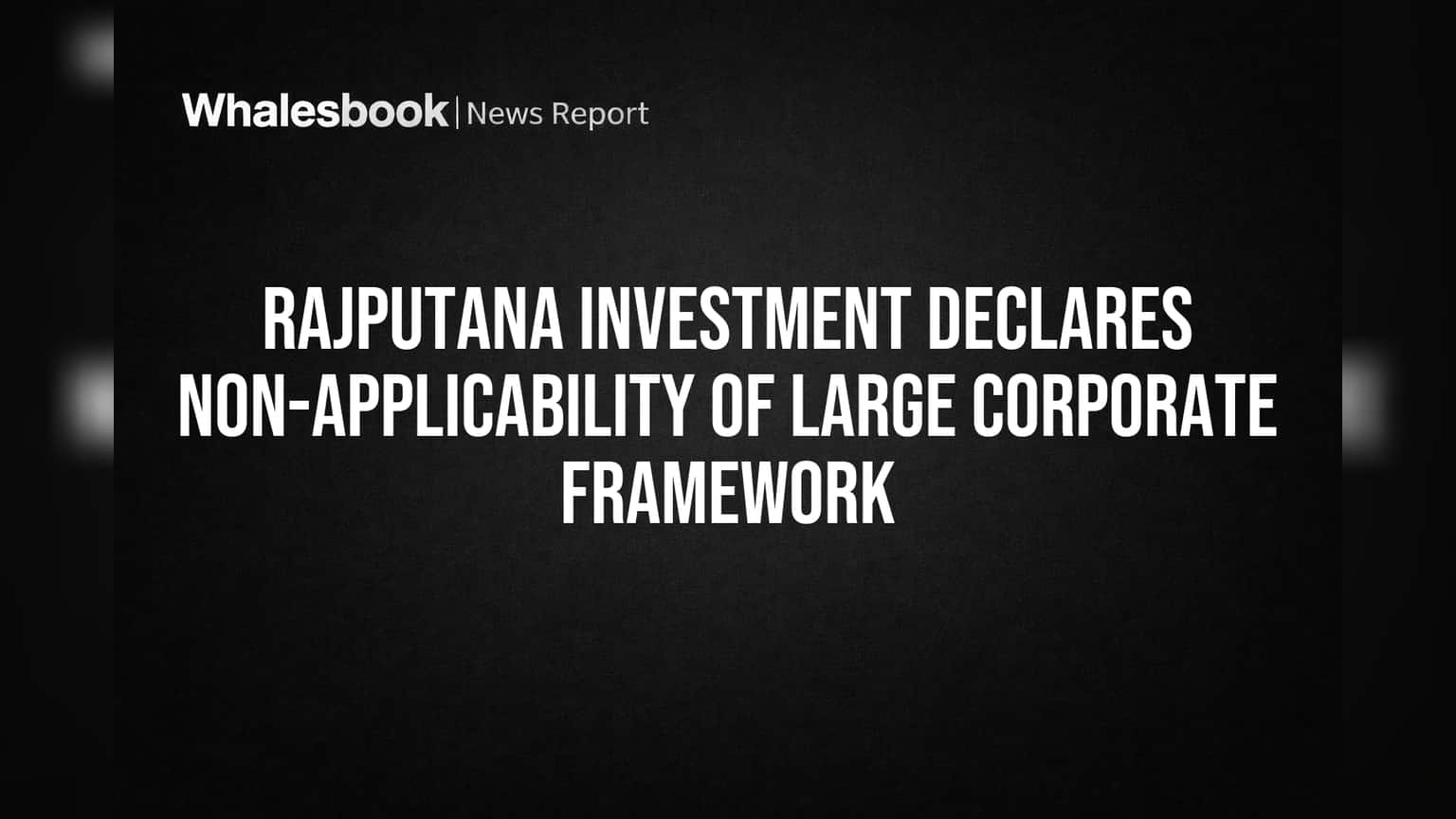 Rajputana Investment Not a 'Large Corporate', Exempt from SEBI Rules