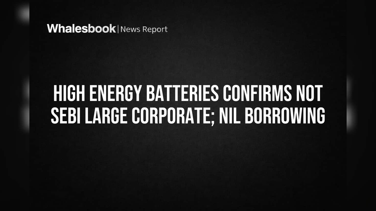 High Energy Batteries Share: செபி பெரிய கம்பெனி அந்தஸ்து இல்லை! பூஜ்ஜிய கடன் அறிவிப்பால் ஷேர் மீது முதலீட்டாளர்கள் பார்வை!