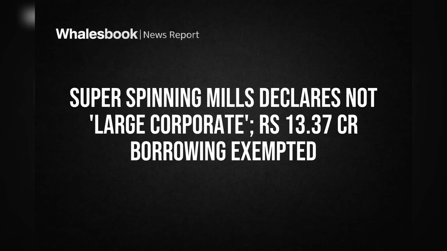 Super Spinning Mills Avoids 'Large Corporate' Rules with Low Borrowing