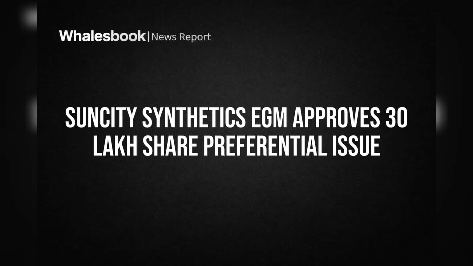 Suncity Synthetics Shareholders Approve 30 Lakh Share Issuance for ₹3 Cr