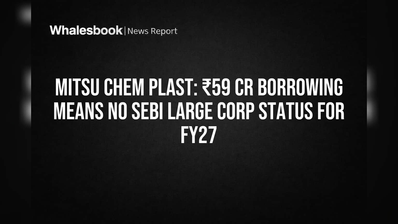 Mitsu Chem Plast Not SEBI Large Corp Due to ₹59 Cr Borrowing