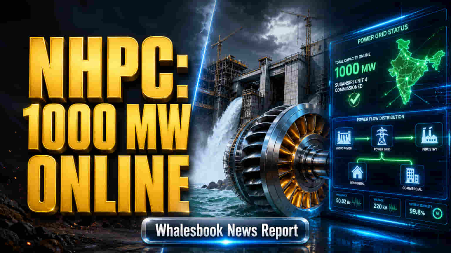 NHPC Hits 1000 MW at Subansiri Dam as Unit 4 Starts Powering Up