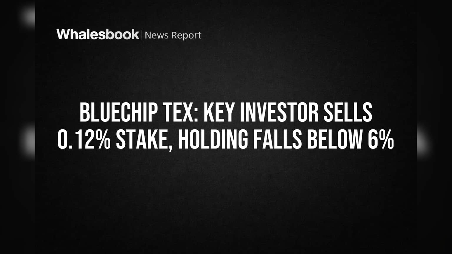 Bluechip Tex: Key Investor Sells 0.12% Stake, Holding Falls Below 6%