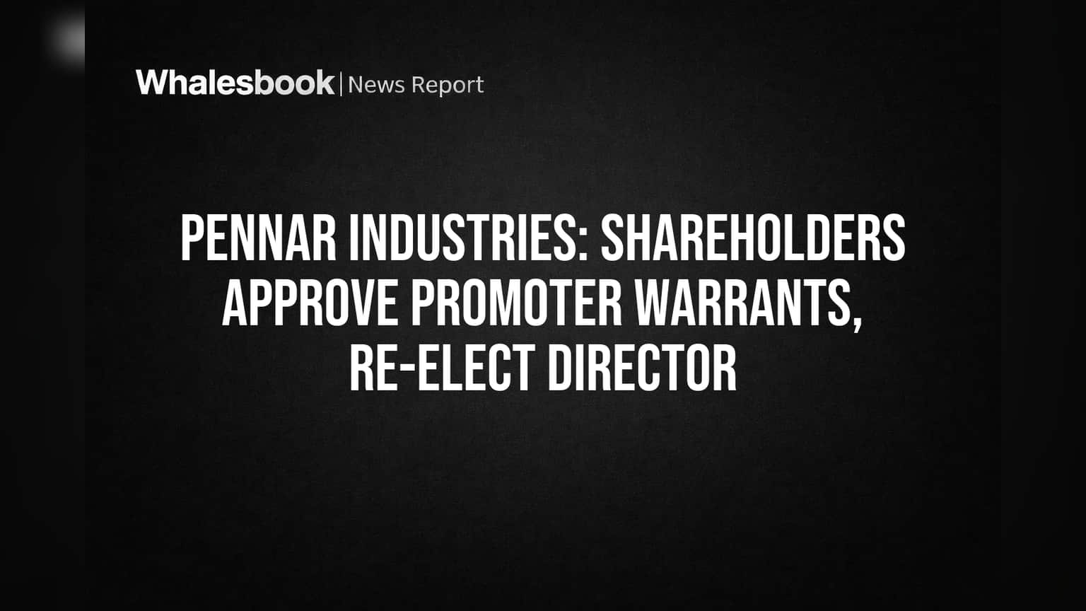 Pennar Industries: Shareholders Approve Promoter Warrants, Re-elect Director