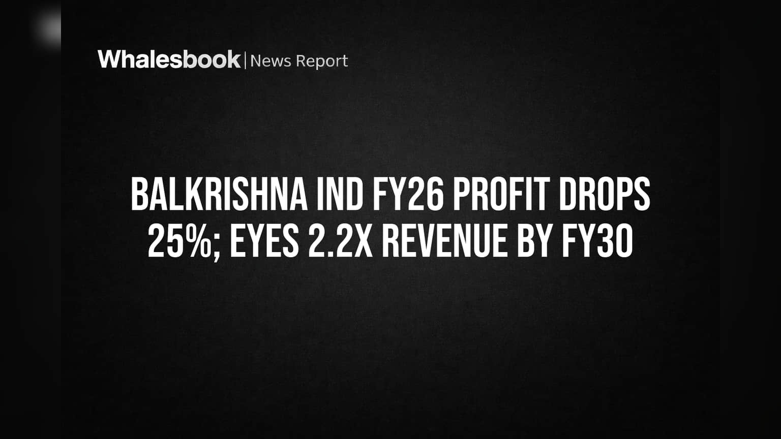 Balkrishna FY26 Profit Drops 25%, Targets 2.2x Revenue by FY30