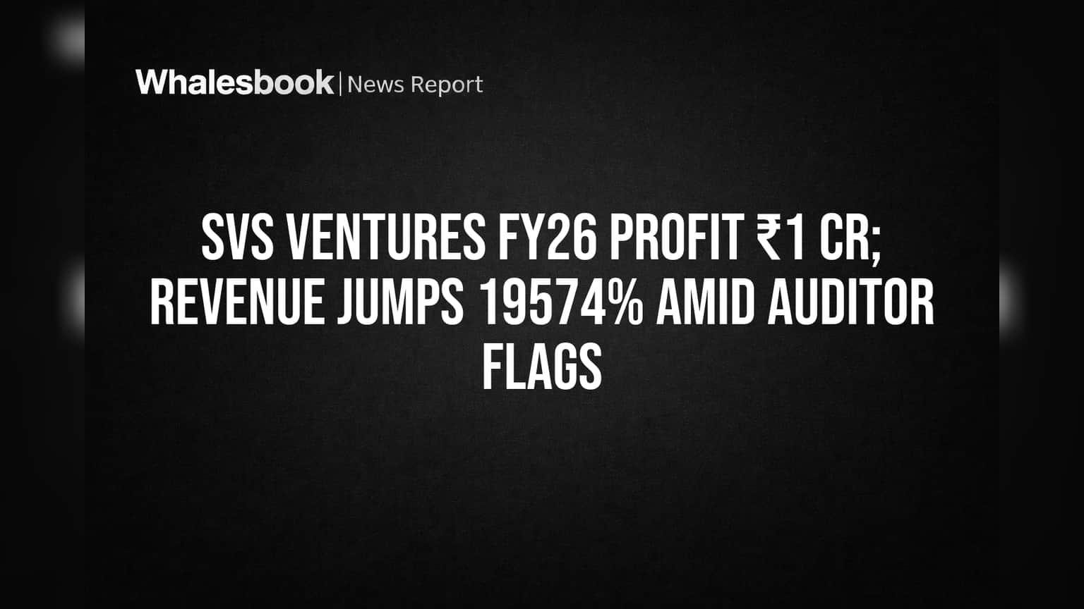 SVS Ventures: రెవెన్యూలో **19,574%** జంప్.. కానీ ఆడిటర్ల షాక్! ఫిక్టీషియస్ అసెట్స్, రుణాలపై తీవ్ర ఆందోళన