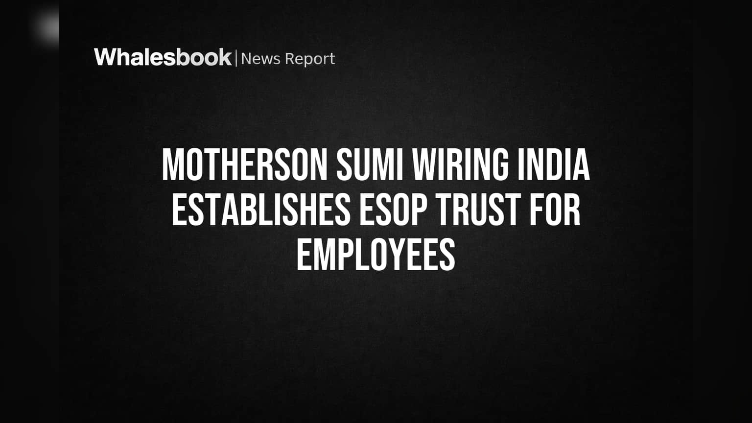 Motherson Sumi Wiring India Files ESOP Trust for Employee Stock Options