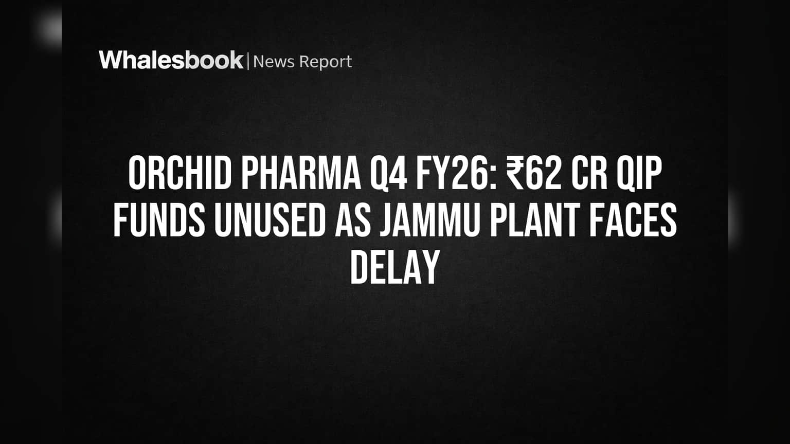 Orchid Pharma Share: ₹400 કરોડના QIP ફંડ વપરાયા નથી, જમ્મુ પ્લાન્ટમાં મોટો વિલંબ!